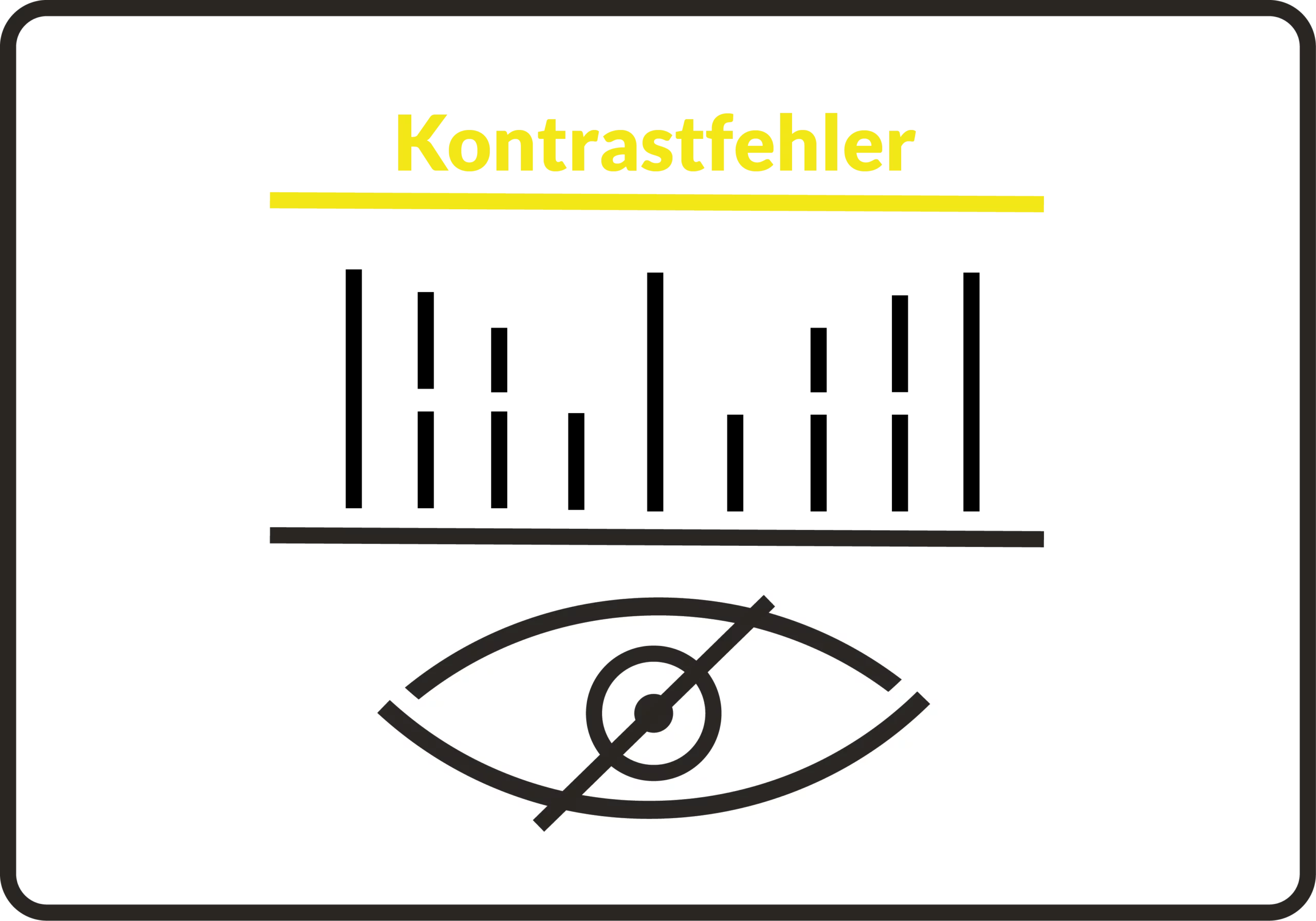 Grafik/Illustration: Eine sehbehinderte Person kann Daten/Texte mit Kontrastfehlern nur schlecht lesen, eine blinde Person benötigt einen Screenreader.